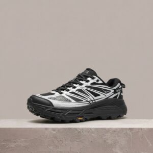 Hoka Mafate Speed 2 czarno srebrne, unisex, trailowa sylwetka, Vibram Megagrip, Meta Rocker, ultra trail 1126851-BKSV