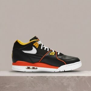 Nike Air Flight 89 męskie, czarno pomarańczowa kolorystyka, skóra plus syntetyk, sylwetka retro, DD1171-001
