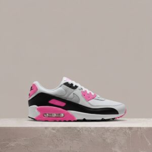 Nike Air Max 90 damskie, biało-różowa kolorystyka Pink Glow, widoczna poduszka Air, podeszwa Waffle, IM4613-100