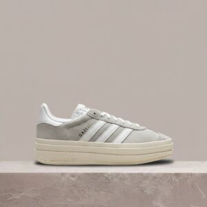 Adidas Gazelle Bold Grey White, damski drop, szary zamsz, chunky silhouette, lifestyle sneakers, HQ6893