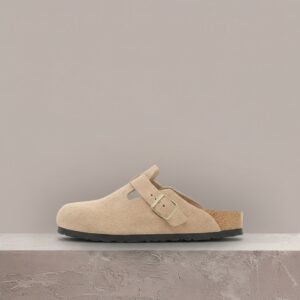 Boston Sand Castle, Birkenstock, sylwetka unisex, beż, zamsz i korek, klasyk w nowej odsłonie, 1030883