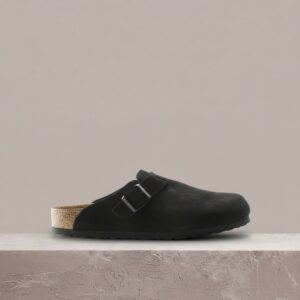 Birkenstock Boston Black drop, unisex sneakersy, czarna kolorówka, zamsz, korkowa spodnia, must have, 660473