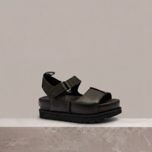 UGG Goldenstar HI czarne, damskie buty zimowe, skóra, zamsz, mocna sylwetka, must have sezonu, 1167356-BLK