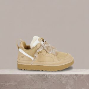 UGG Lowmel Sand, damskie śniegowce, piaskowa kolorystyka, skóra plus tekstylna cholewka, must have na zimę, 1144032-SAN
