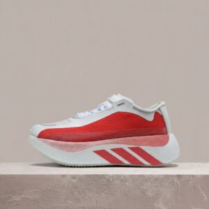 Adidas Hyperboost Edge White Pure Ruby, sylwetka super trainer, biel z rubinowym akcentem, drop unisex, KI1913