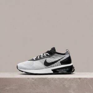 Air Max Flyknit Racer White Black, Nike, sylwetka retro running, biało czarna kolorystyka, męskie sneakersy DJ6106-002
