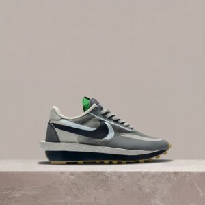 LDWaffle Sacai x Clot Cool Grey, sylwetka Nike, potrójne logo na piętach, unisex, szaro-granatowe DH3114-001