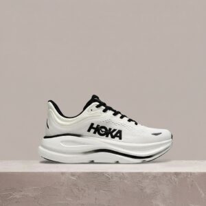Hoka Bondi 9 White Black, unisex, drop lipiec 2025, dzianinowa cholewka, Durabrasion 1162011-WBLC