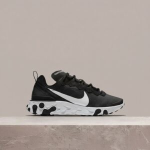 Sneakersy Nike React Element 55, Black And White, czarno-biała sylwetka, unisex, siatka i guma, pianka React Foam, lifestyle BQ2728-003