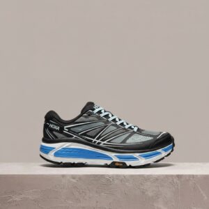 Hoka Mafate Speed 2, sylwetka unisex, czarno niebieski colorway, siatka i syntetyk, gumowa podeszwa 1126851-BWHT