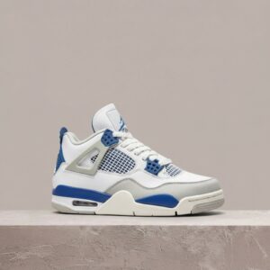 Air Jordan 4 Retro Military Blue, drop 2012, sylwetka unisex, skóra, biel i niebieski, 308497-105