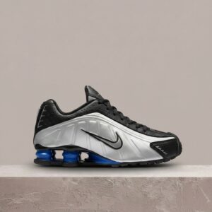 Nike Shox R4, Black Racer Blue Metallic Silver, recraft 2001, kolumny Shox w pięcie, unisex, AR3565-006