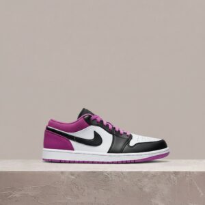 Air Jordan 1 Low Fierce Pink, sylwetka unisex, różowo czarna kolorystyka, skóra i tekstyl, DZ5365-601