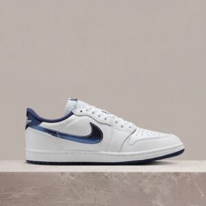 Air Jordan 1 Low 85 Metallic Blue, biało-granatowe, skóra, vintage dropback, unisex, sneakersy FB9933-141