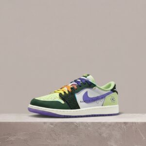 Air Jordan 1 Low Retro OG Doernbecher, biało fioletowa kolorystyka, skóra zamsz tekstyl, unisex, drop sneakersy, FD9665-351