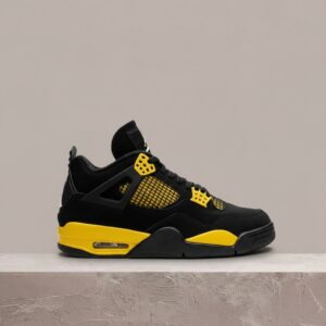 Air Jordan 4 Retro Thunder 2023, unisex sneakersy, czarno żółta kolorystyka, skóra, syntetyk DH6927-017