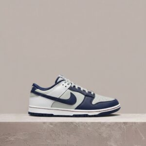 Nike Dunk Low Retro EMB Brooklyn Nets, sylwetka unisex, biało granatowa skóra, edycja NBA 75 lat, DD3363-001