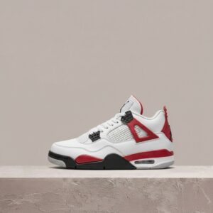 Air Jordan 4 Red Cement, biało-czerwona sylwetka, skóra i siatka, Jumpman na pięcie, unisex DH6927-161