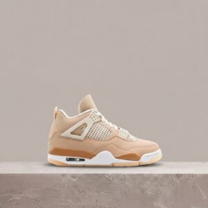 Jordan 4 Shimmer, unisex, sylwetka z 1989, beż i brąz, srebrny Jumpman na języku, Air w pięcie, drop 2021, DJ0675-200