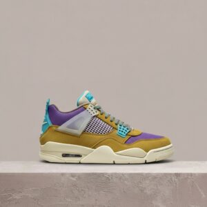 Air Jordan 4 Union LA Desert Moss, drop 2021, unisex, zamsz i siatka, khaki fioletowy, kolekcjonerski, DJ5718-300