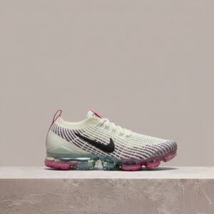 Nike Air VaporMax Flyknit 3 damskie, sylwetka Fossil Pistachio Frost, beż i róż, dziana cholewka, drop 2020, AJ6910-201