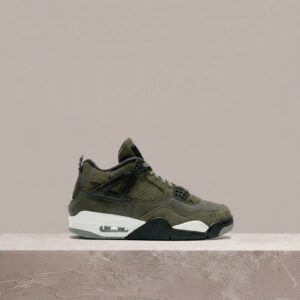 Air Jordan 4 SE Craft Medium Olive, sylwetka unisex, zamsz, nubuk, oliwkowo-czarny colorway, drop 2023, FB9927-200