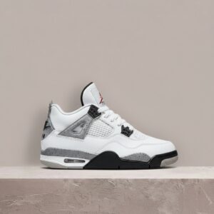 Air Jordan 4 White Cement, unisex, kultowa sylwetka z 1989, skóra, siatka, TPU wings, Nike Air w pięcie, biało-szare FV5029-100