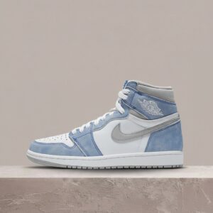 Jordan 1 High OG Hyper Royal, drop 2021, sylwetka unisex, zamsz i skóra, błękit z szarością 555088-402