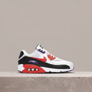 Air Max 90 White Red Orbit Psychic Purple Black, sylwetka unisex, biało czerwona kolorystyka, Nike AJ1285-106