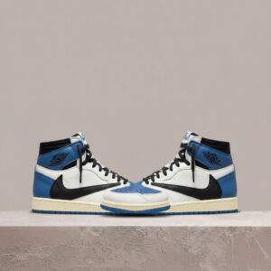 Air Jordan 1 High OG SP Travis Scott Fragment, drop 2021, kolorystyka niebiesko-biała, skóra, unisex, DH3227-105