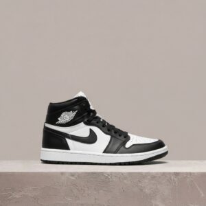 Jordan 1 High Golf Panda, czarno biała kolorystyka, skórzana sylwetka, drop 2023, unisex, DQ0660-101