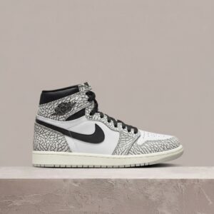 Air Jordan 1 High OG White Cement, męska sylwetka, skóra, elephant print, drop 2023, sneakersy, DZ5485-052