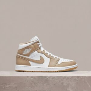 Jordan 1 Mid Tan Gum, brąz z bielą, skórzana sylwetka, logo Wings, gum sole, drop 2021, unisex, 554724-271