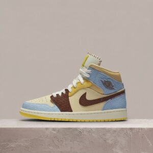 Air Jordan 1 Mid Fearless Pale Vanilla, unisex, drop z Maison Chateau Rouge, beż, skóra, zamsz, CU2803-200