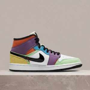 Lightbulb drop, Air Jordan 1 Mid SE, biało-czarna kolorystyka, skóra plus zamsz, Air-Sole w pięcie, unisex, CW1140-100