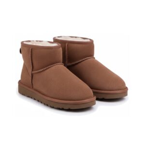 UGG Classic Mini Boot, brąz, zamsz plus futro, sylwetka unisex, klasyk w kolekcji, 1002072-CHE