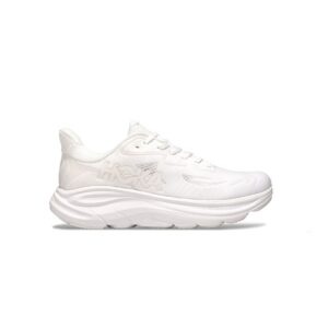 Hoka Clifton 10 White White, jubileuszowa edycja, unisex, dzianina jacquard, MetaRocker, uliczna biel, 1162031-WWH