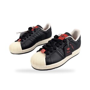 Adidas Superstar, czarno kremowa kolorystyka, skóra, guma, sneakersy unisex, klasyk, JQ3223
