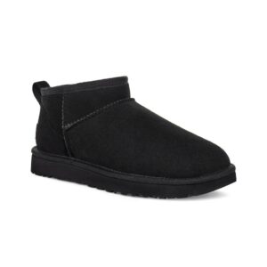 UGG Classic Ultra Mini Black, śniegowce unisex, czarna kolorystyka, wełna owcza, mocny zimowy sylwetka drop, 1116109-BLK